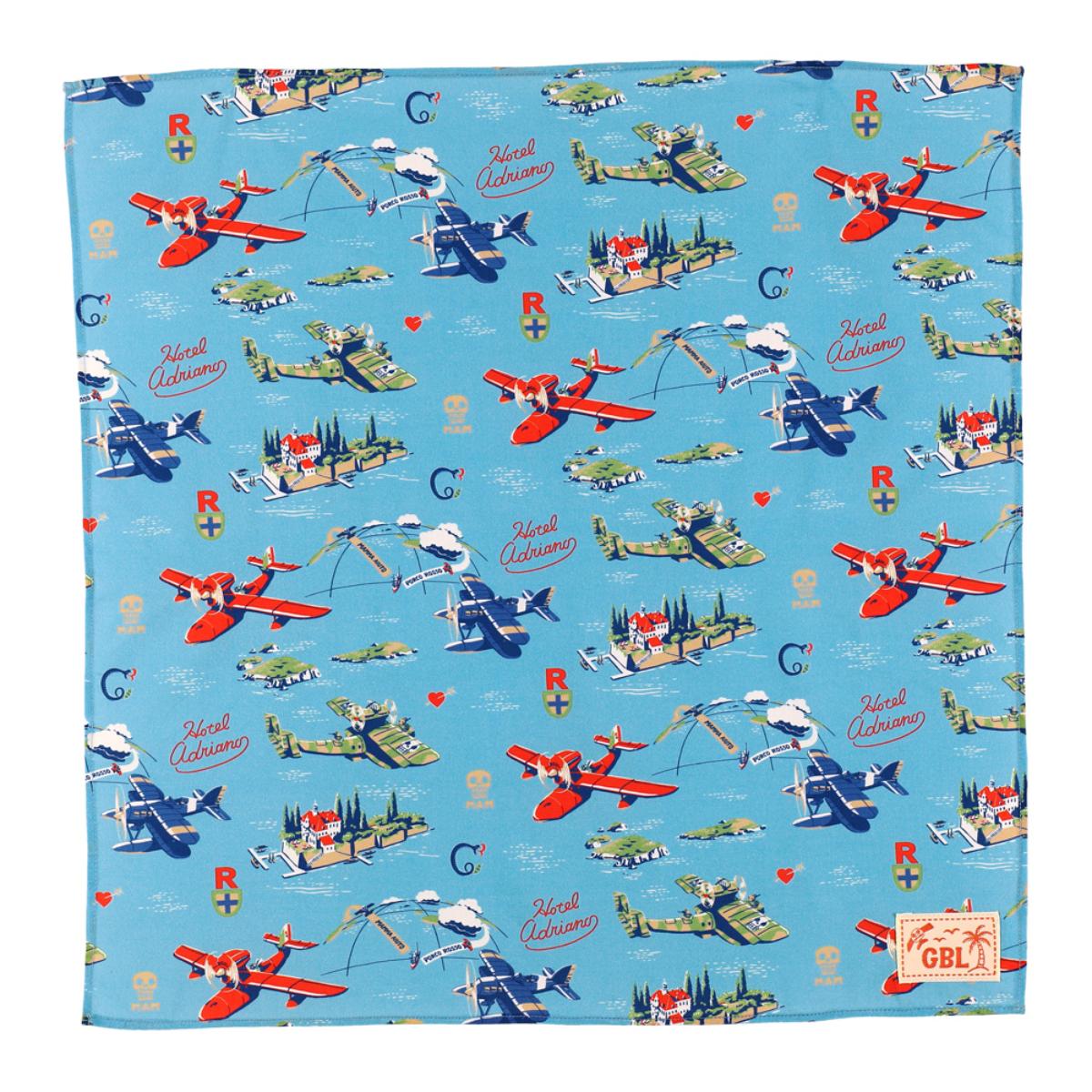 Studio Ghibli GBL Hawaiian Bandanas 45 cm (2 Types) - Porco Rosso - Seaplanes, Sky and Sea - official view 10