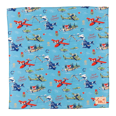 Studio Ghibli GBL Hawaiian Bandanas 45 cm (2 Types) - Porco Rosso - Seaplanes, Sky and Sea - official view 10