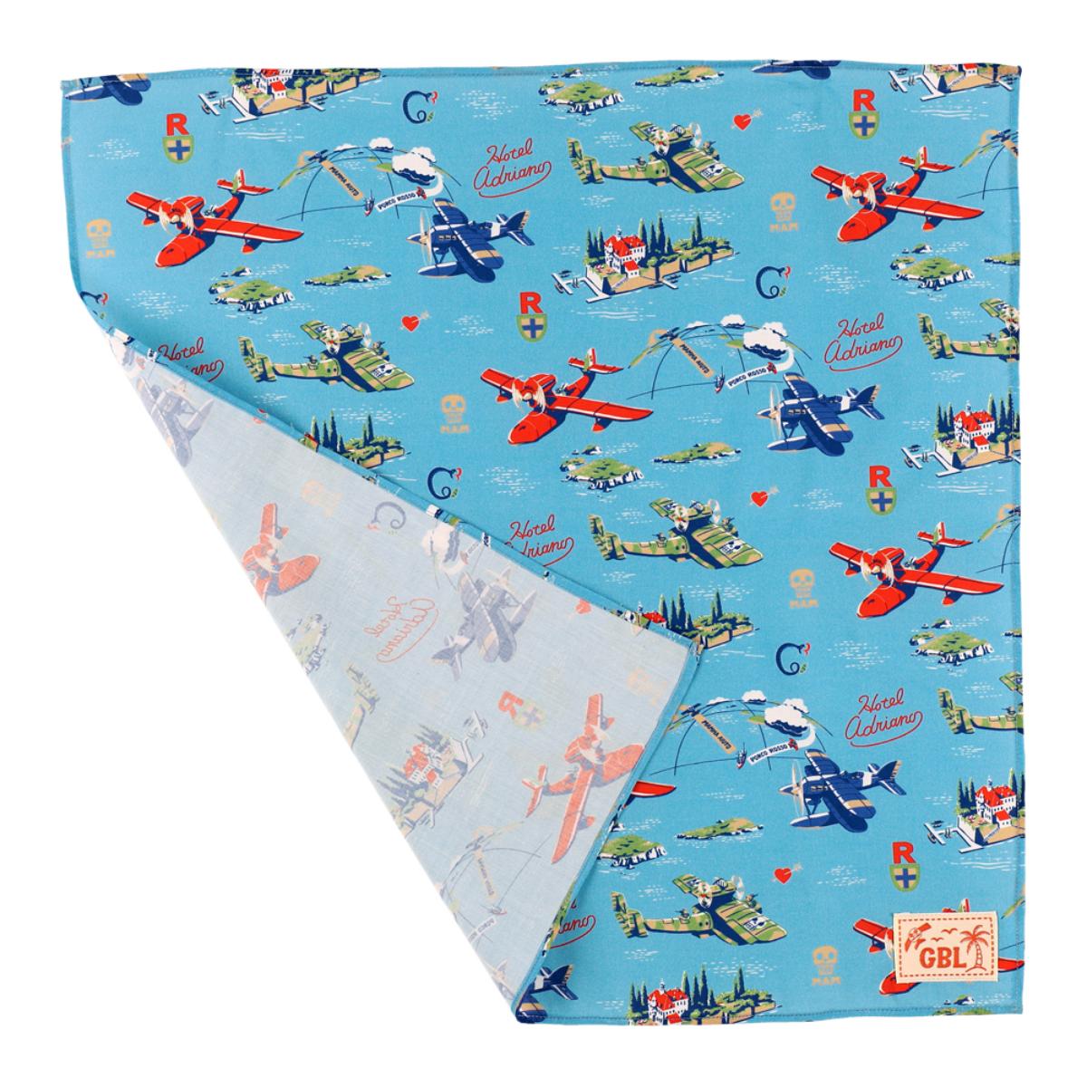 Studio Ghibli GBL Hawaiian Bandanas 45 cm (2 Types) - Porco Rosso - Seaplanes, Sky and Sea - official view 11
