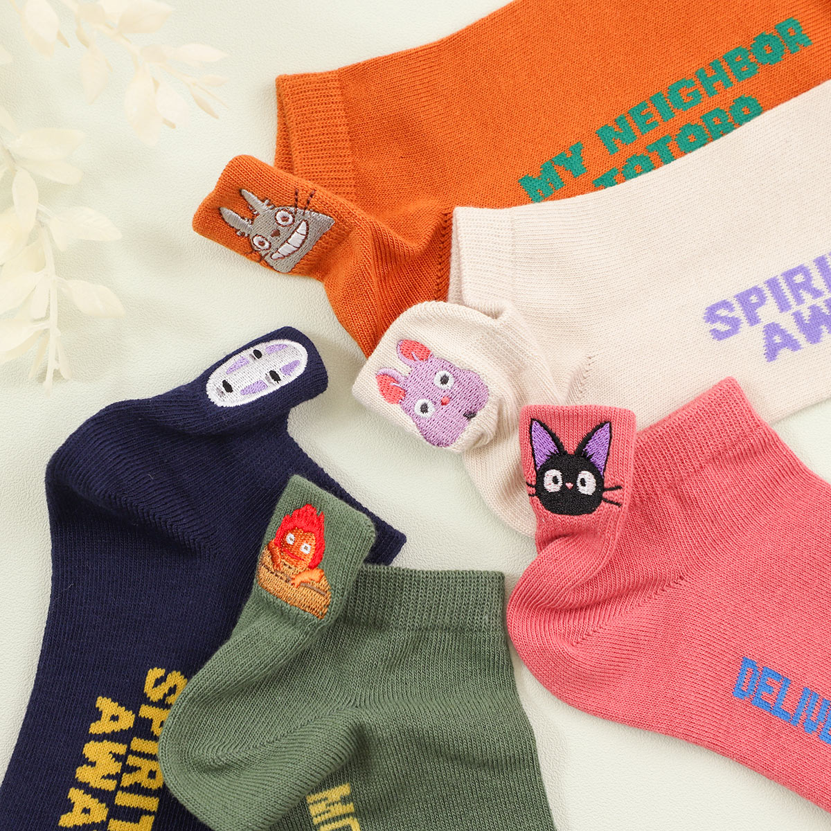 Studio Ghibli Heel-Embroidered Sneaker Socks 23-25 cm (5 Types) - Totoro - Orange - official view 4