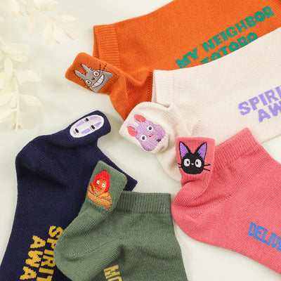 Studio Ghibli Heel-Embroidered Sneaker Socks 23-25 cm (5 Types) - Totoro - Orange - official view 4