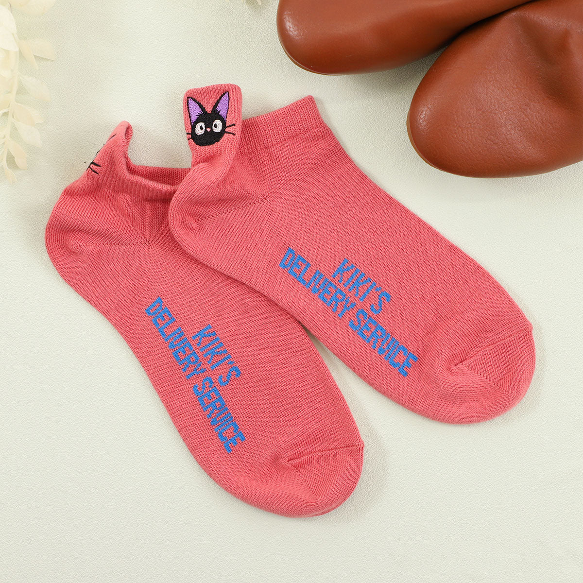 Studio Ghibli Heel-Embroidered Sneaker Socks 23-25 cm (5 Types) - Jiji - Pink - official view 6