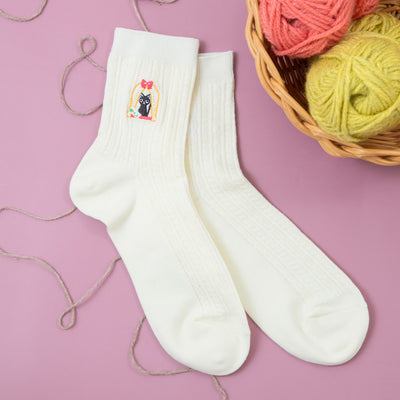 Studio Ghibli Icon-Embroidered Socks 23-25 cm (4 Types) - Jiji Plush Motif - official view 6
