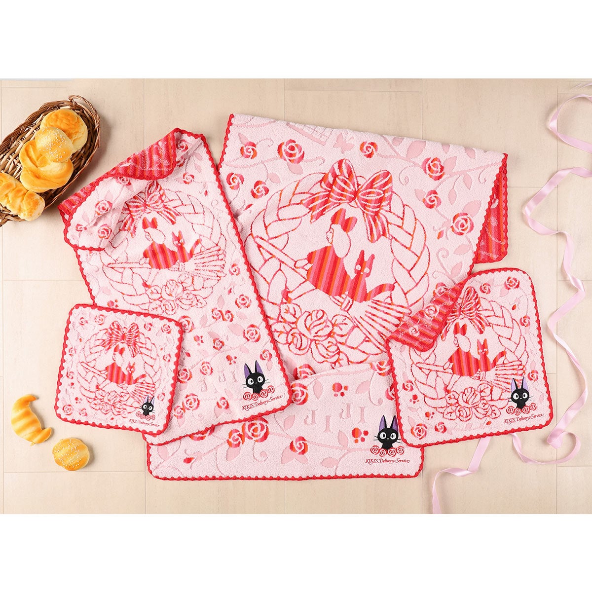 Studio Ghibli - Illustrated Bath Towels (2 Types) - Jiji Bread Wreath - official view 8