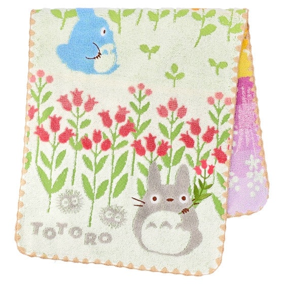 Studio Ghibli - Illustrated Face Towels (10 Types) - Totoro Wildflowers - official view 5