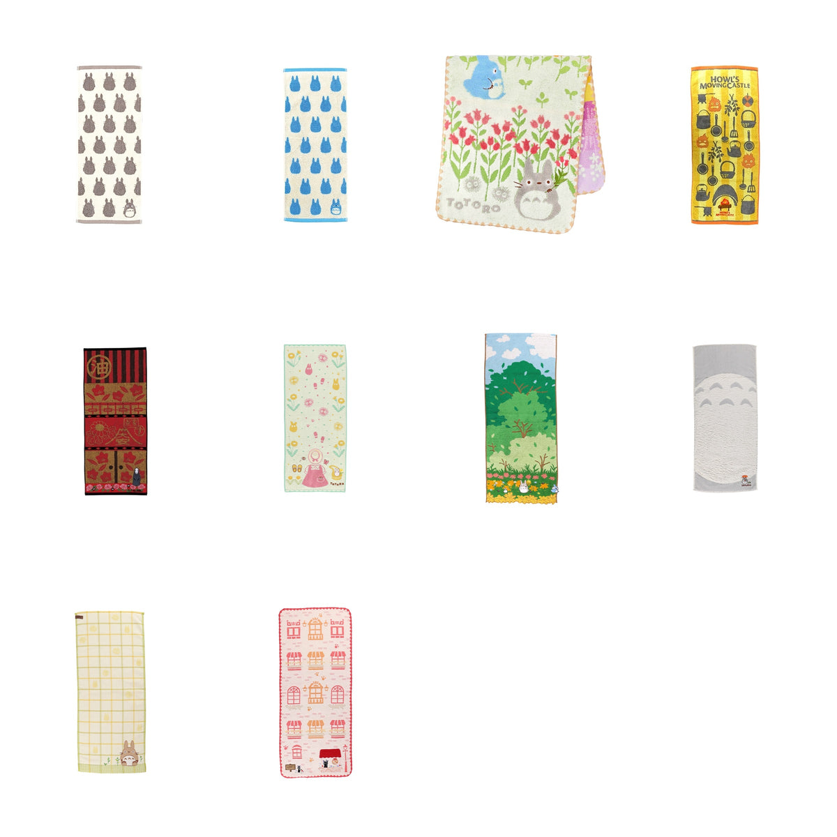 Studio Ghibli - Illustrated Face Towels (10 Types) - Complete Set, one of every listed towel