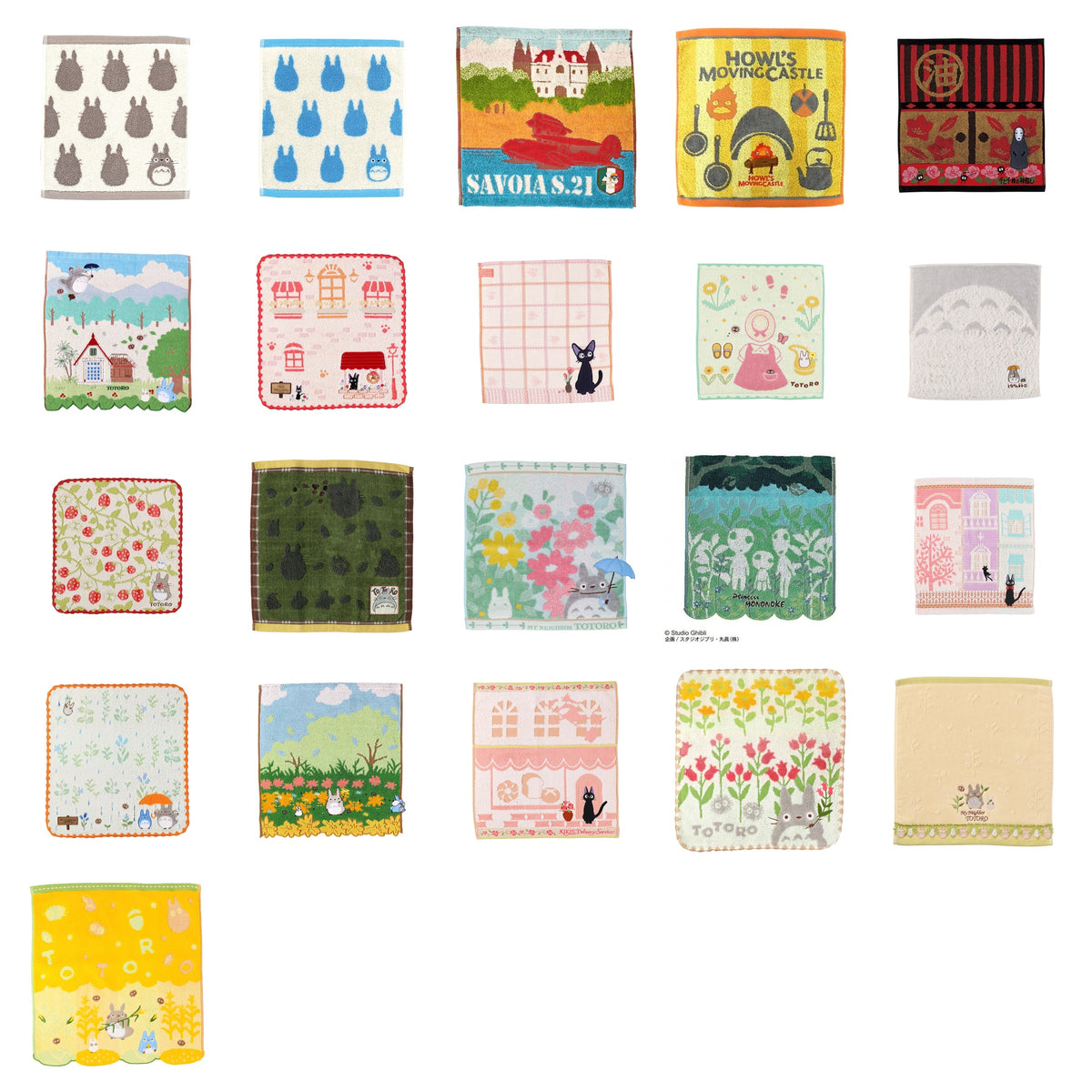Studio Ghibli - Illustrated Wash Towels (21 Types) - Complete Set, one of every listed towel