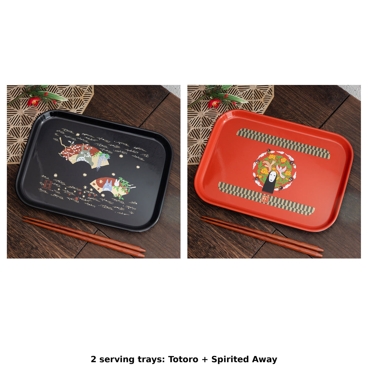 Studio Ghibli Japanese-Style Serving Trays (2 Types) - Complete Set