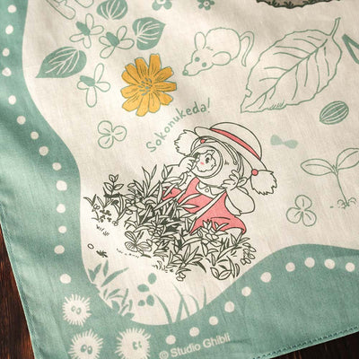 Studio Ghibli Large Illustrated Cotton Handkerchiefs (2 Types) - Totoro - Mysterious Encounter - official view 4