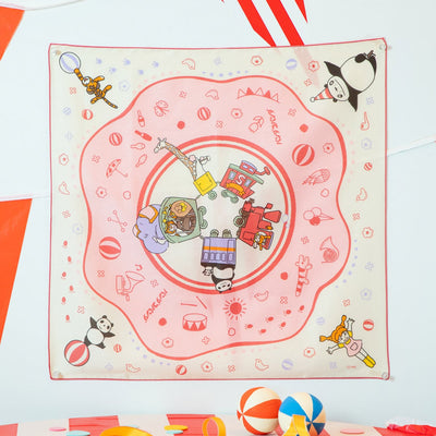 Studio Ghibli Large Illustrated Cotton Handkerchiefs (2 Types) - Panda! Go Panda! - Rainy-Day Circus - official view 9