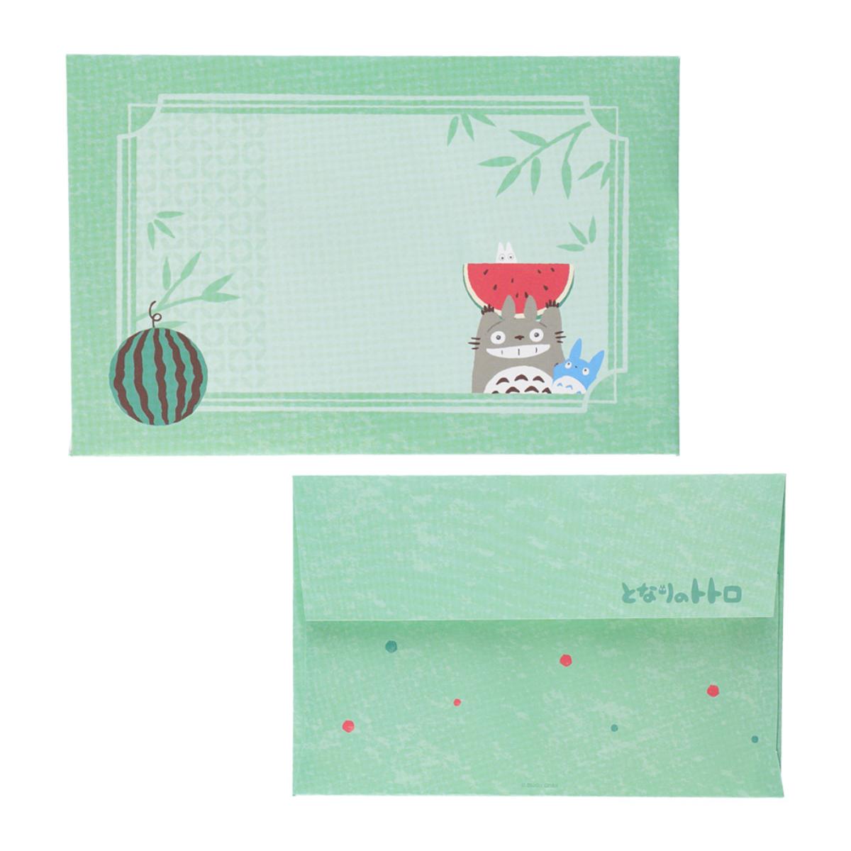 Studio Ghibli Mamedayori Mini Bamboo Fans with Envelopes (3 Types) - Totoro Watermelon - official view 3