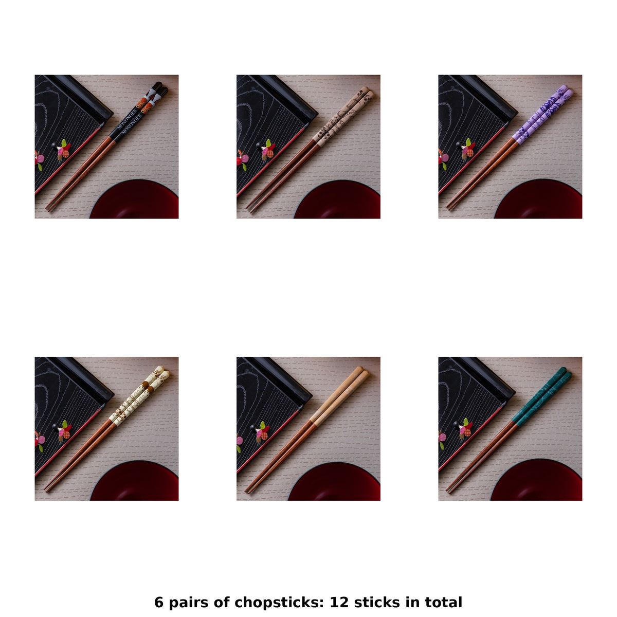 Studio Ghibli Painted Wooden Chopsticks 21 cm (6 Types) - Complete Set