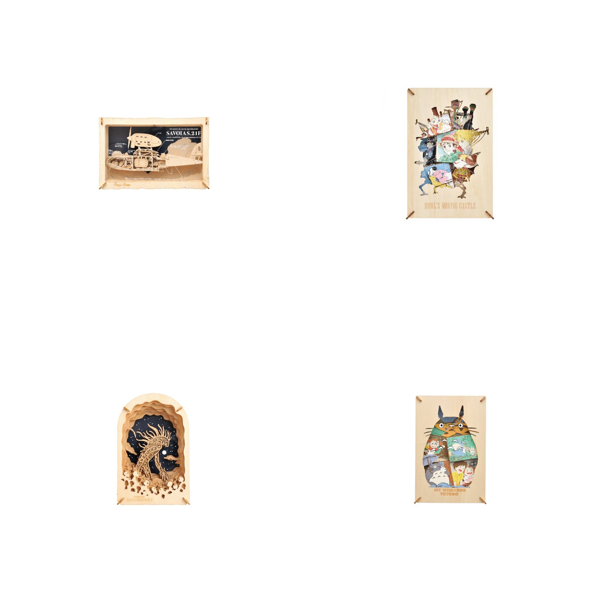 Studio Ghibli - PAPER THEATER Wood Style Large Kits (4 Types) - Complete Set with all listed models