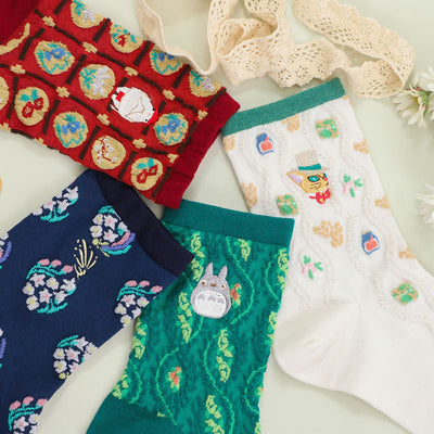 Studio Ghibli - Raised-Pattern Embroidered Socks 23-25 cm (4 Types) - Totoro - official view 4