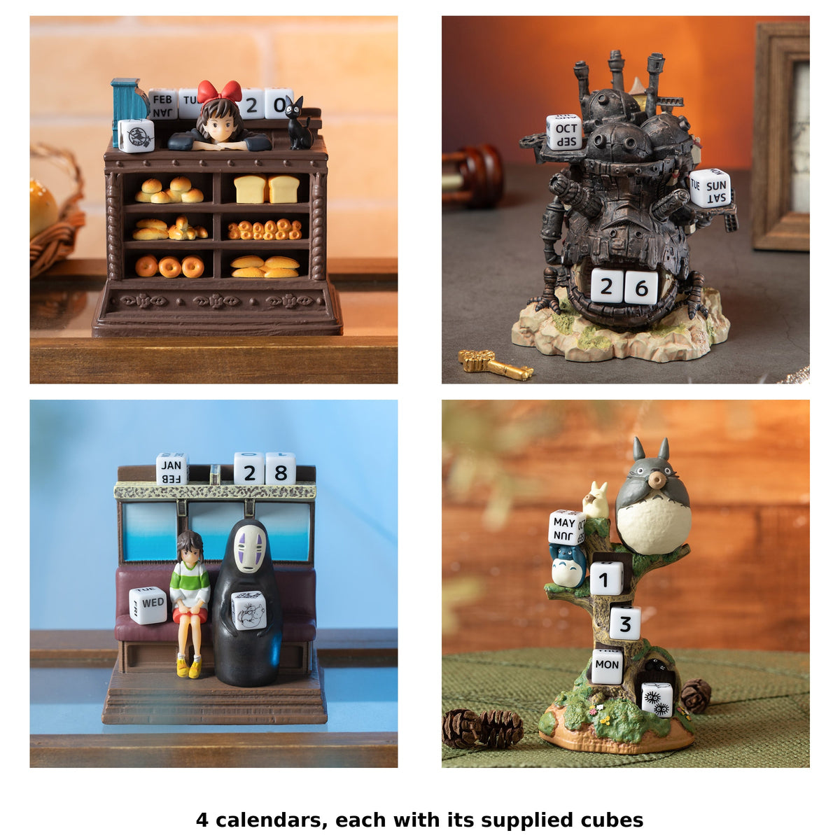 Studio Ghibli Sculpted Perpetual Calendars (4 Types) - Complete Set