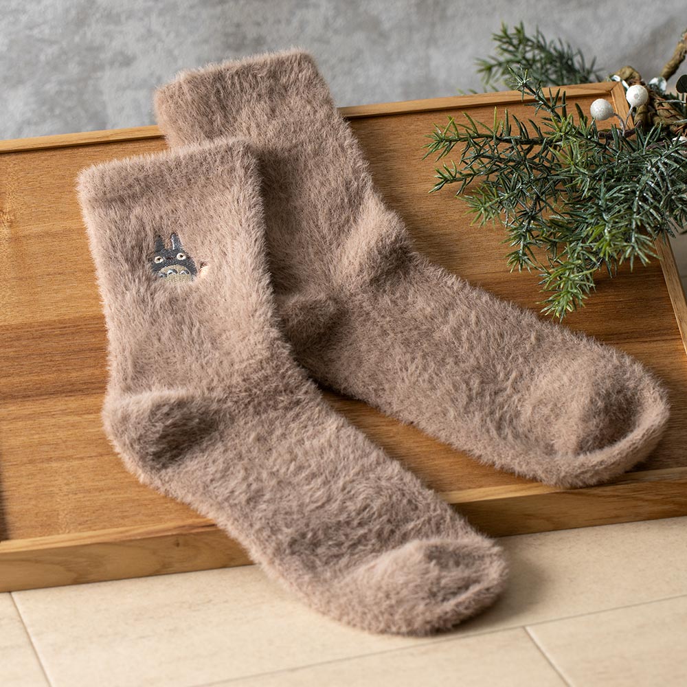 Studio Ghibli - Shaggy Socks 23-25 cm (2 Types) - Totoro - Brown - official view 1