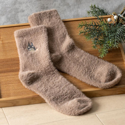 Studio Ghibli - Shaggy Socks 23-25 cm (2 Types) - Totoro - Brown - official view 1