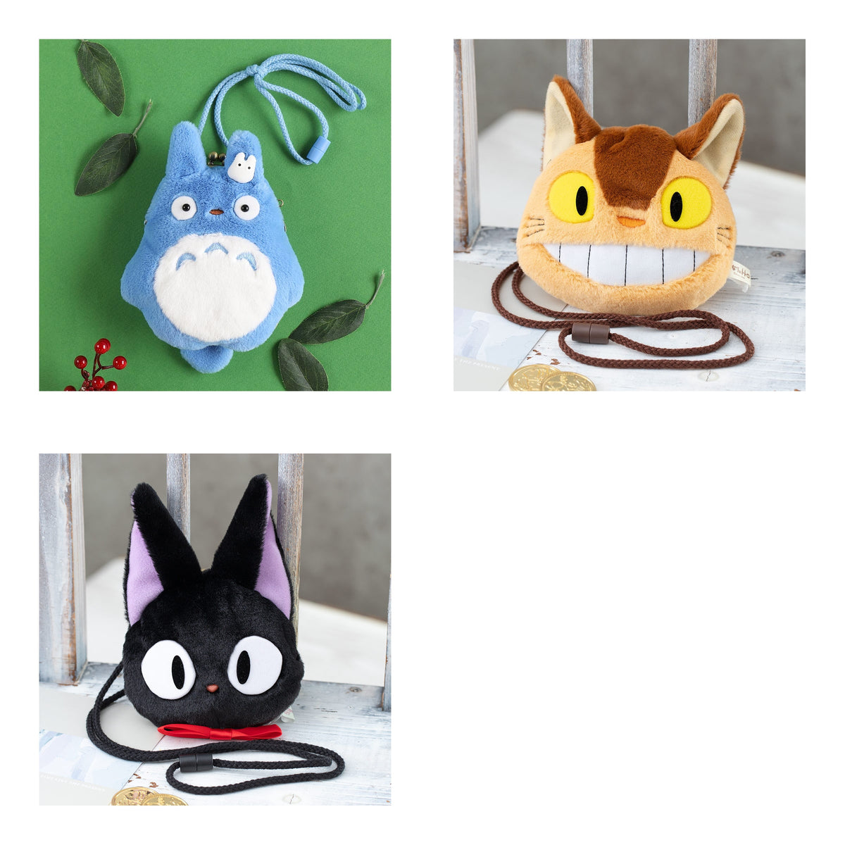 Studio Ghibli - Soft Clasp Pouch Pochettes (3 Types) - Complete Set, one of each listed model