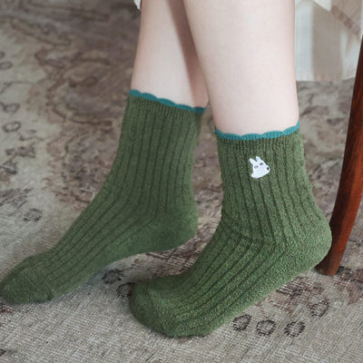 Studio Ghibli - Soft Marshmallow Crew Socks 23-25 cm (3 Types) - White Totoro - official view 4