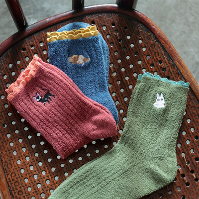 Studio Ghibli - Soft Marshmallow Crew Socks 23-25 cm (3 Types) - White Totoro - official view 7