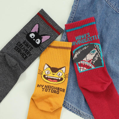Studio Ghibli Striped Ribbed Crew Socks 23-25 cm (3 Types) - Catbus - official view 4