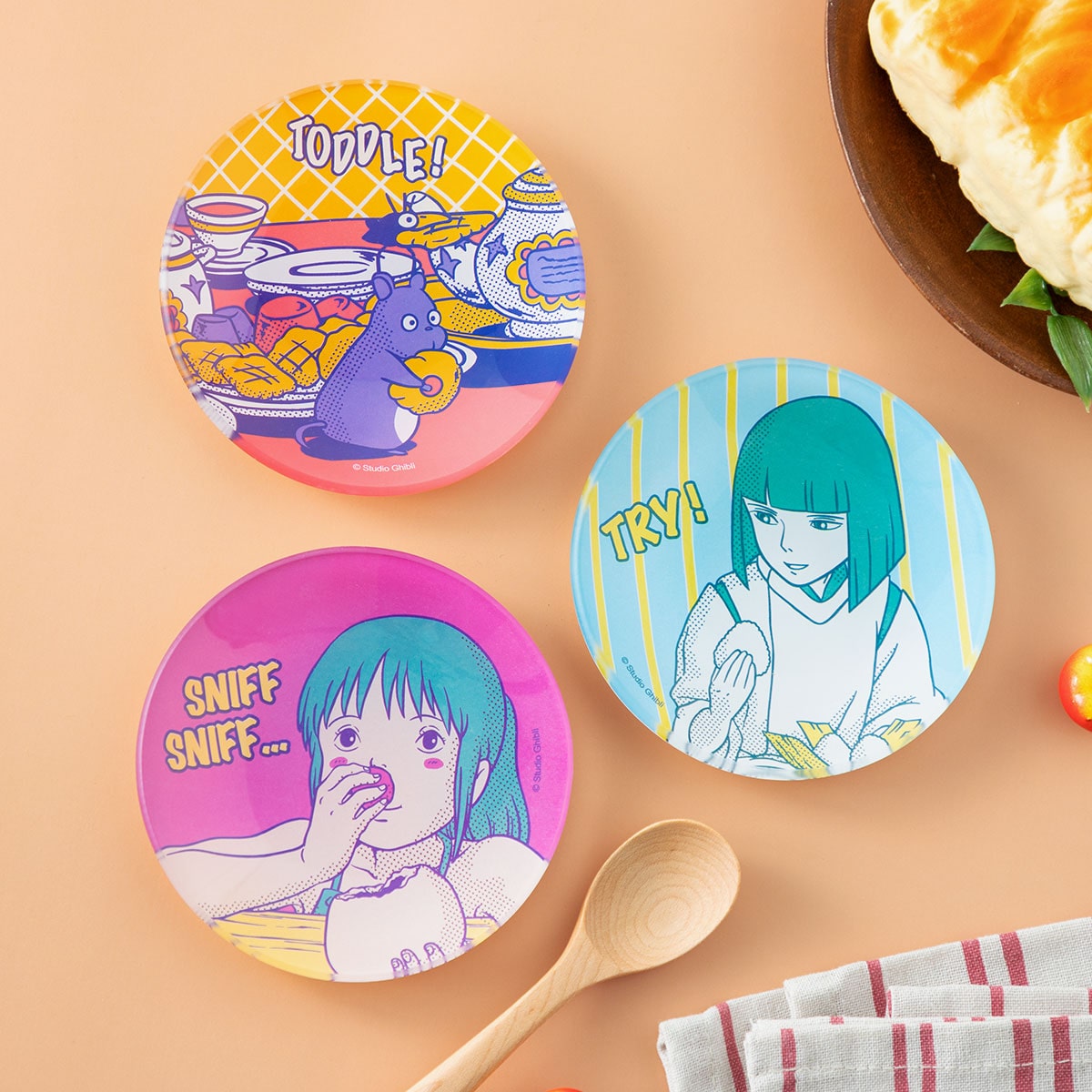 Studio Ghibli Yummy Glass Mini Dishes (3 Types) - Haku's Rice Ball - official view 4