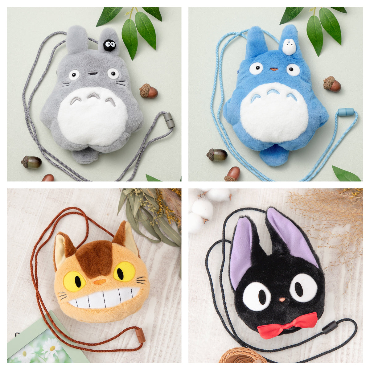 Studio Ghibli - Zipped Character Neck Pouches (4 Types) - Complete Set, one of each listed model