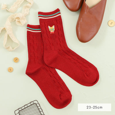 Whisper of the Heart Socks - Cable Knit - Brick - official product view 2