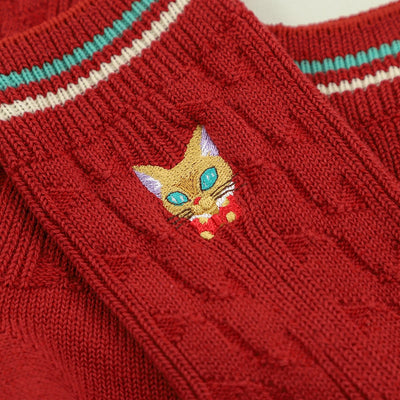 Whisper of the Heart Socks - Cable Knit - Brick - official product view 4