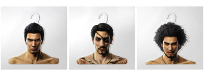Yakuza Like a Dragon character hangers, complete set of Kiryu Kazuma, Goro Majima and Ichiban Kasuga