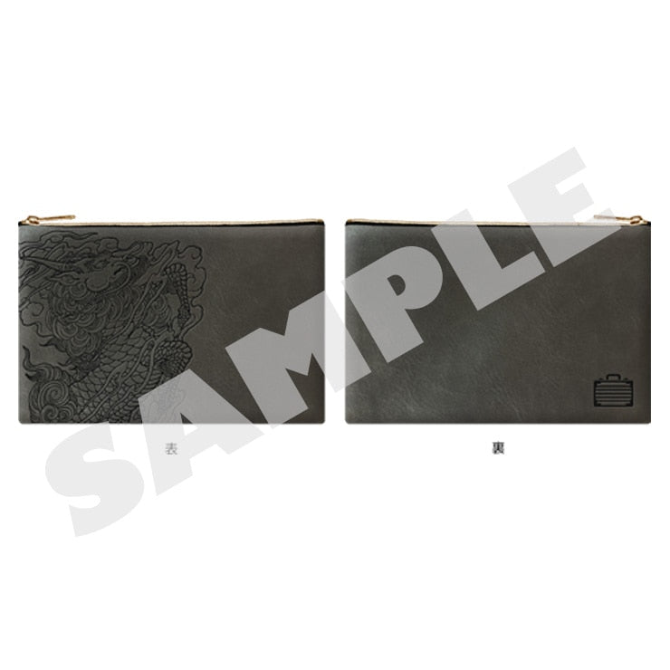 Yakuza embossed pouch — Yoshitaka Mine, front and back views