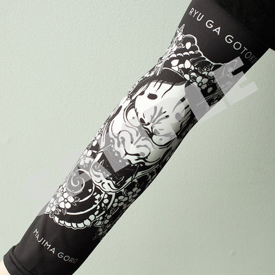 Worn view of Yakuza UV arm cover, Goro Majima – Hannya tattoo design