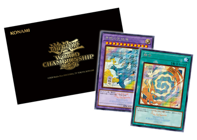 Yu-Gi-Oh World Championship 2026 Japanese Blue-Eyes Ultimate Dragon and Polymerization Secret Rare cards with commemorative envelope